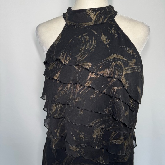 Bwear Tops - ❤️3/$30 BWear by Byer California Gold Brush Print Tiered Ruffle Halter Top - M